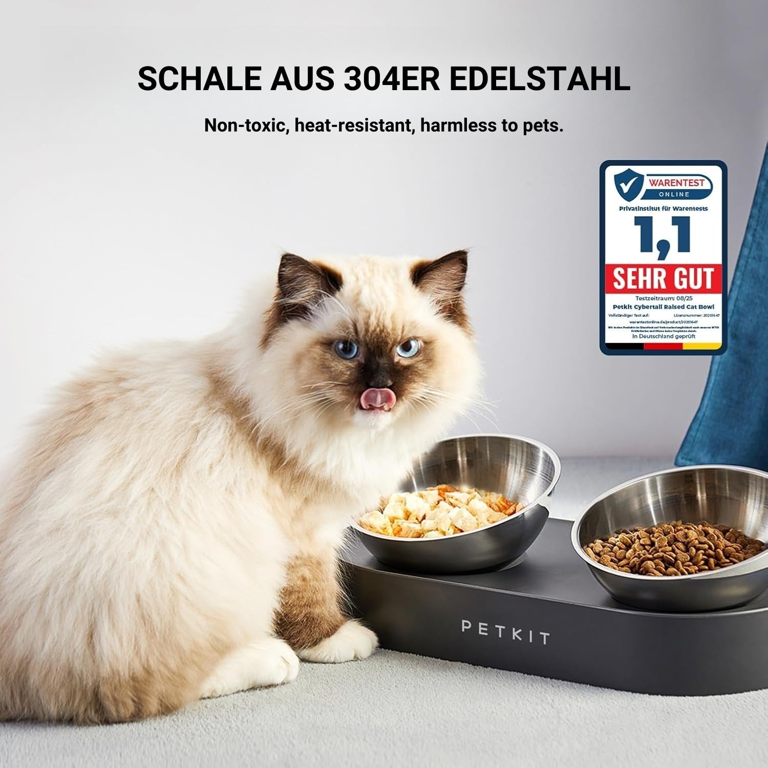 Stainless Steel Tilted Non-Slip No-Spill Pet Feeding Bowl