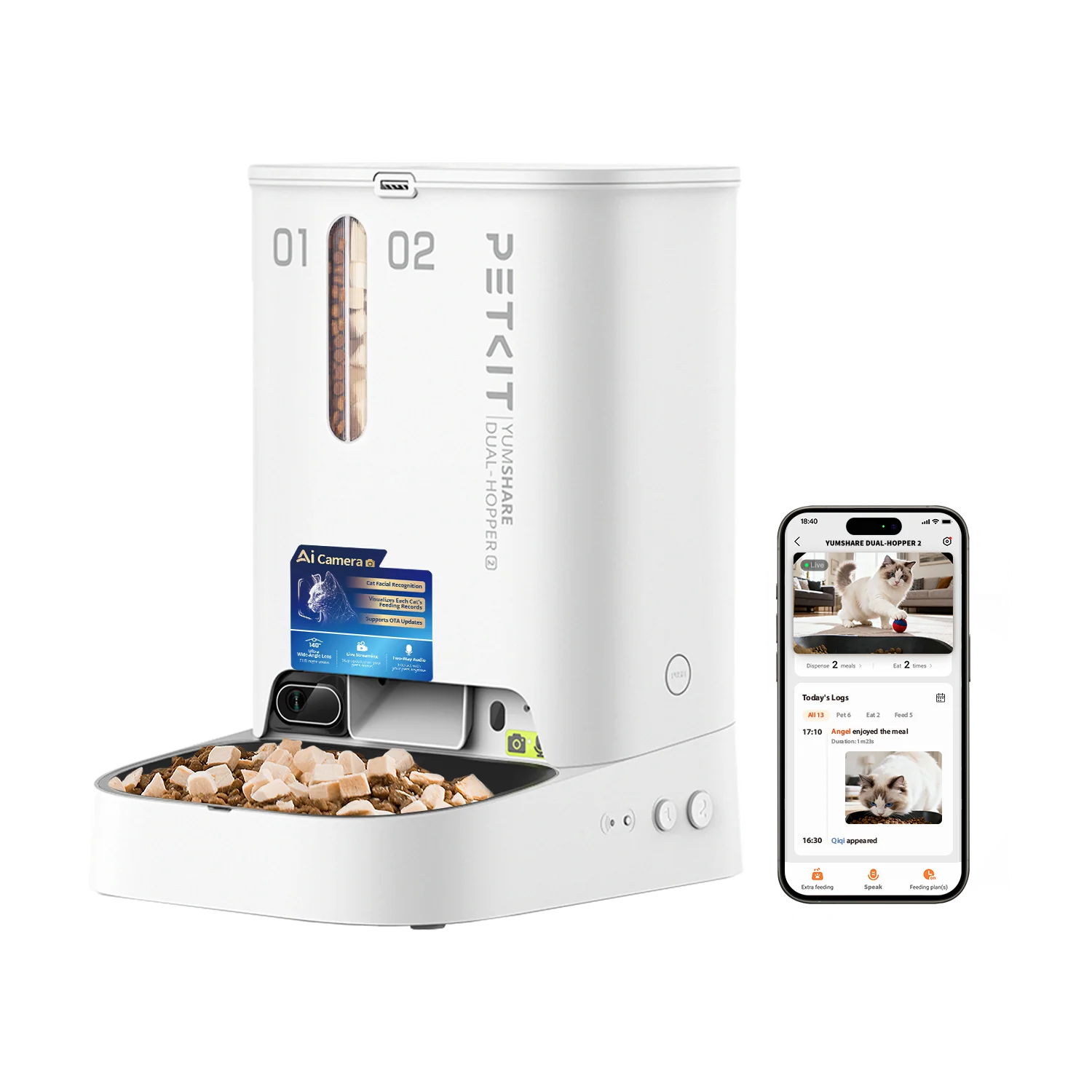 YumShare Dual-hopper 2 Automatic Feeder with Camera