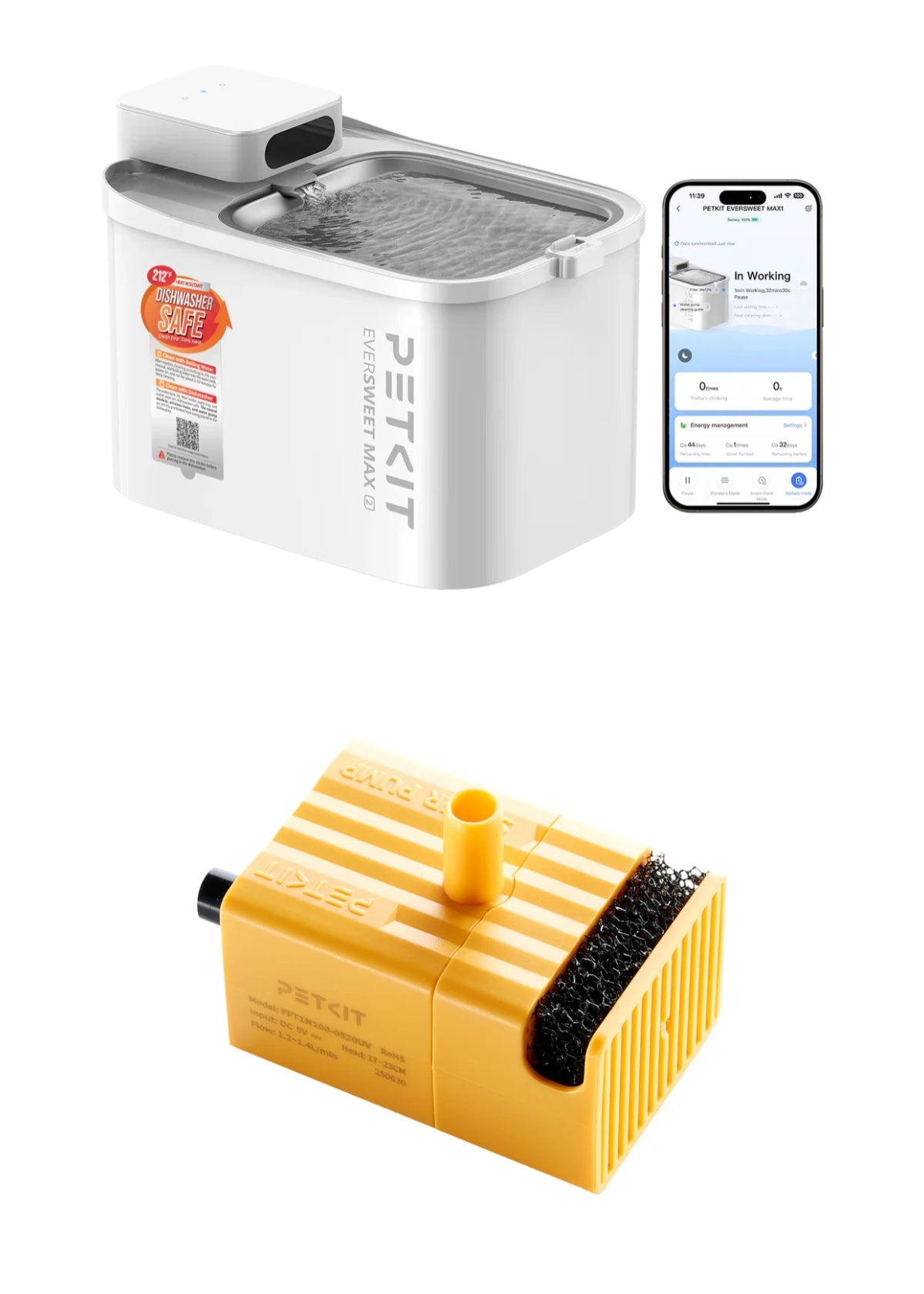 EverSweet Max 2 Pet Water Fountain & Wireless Water Pump FFT1-2 (UVC)