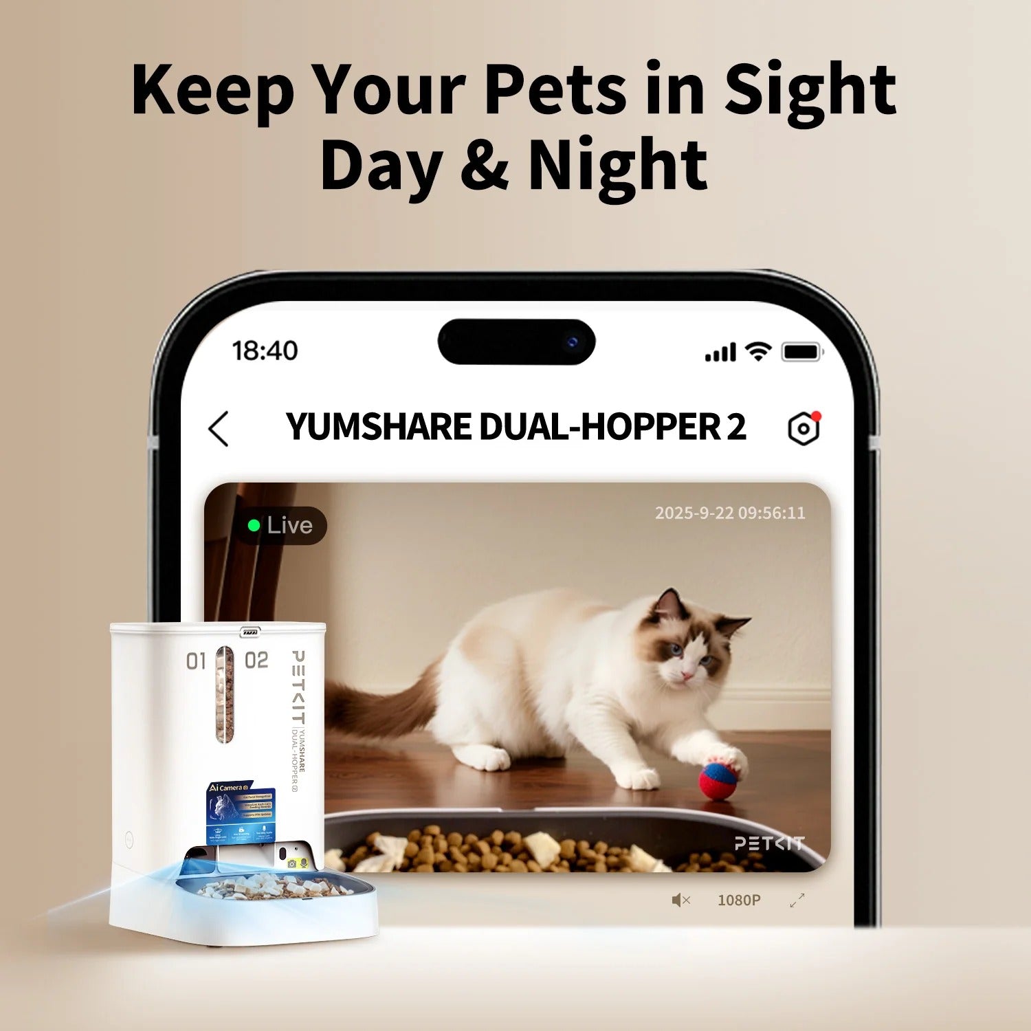 YumShare Dual-hopper Automatic Feeder with Camera
